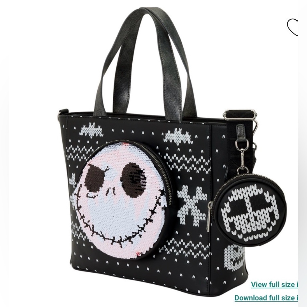 🎃🖤Nightmare Before Christmas Reversible Sequins Tote Crossbody Bag & Coin Bag